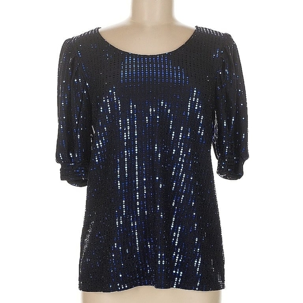 Prelude Black and Blue Sequin Blouse